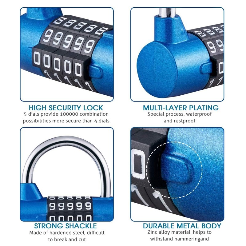 Surplex 2 Pack 5 Digit Combination Padlock, Waterproof Antirust, Combination