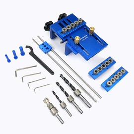 HITOMEN Adjustable Doweling Jig Kit with 5 Drill Sleeves (6/8/10mm) for Precise Dowel Hole Drilling in Woodworking