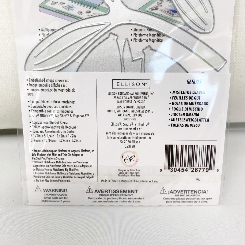 Sizzix Thinlits MISTLETOE LEAVES by Olivia Rose Christmas Cutting Dies