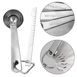 Vicloon Stainless Steel Measuring Spoon Set of 6,with Measuring Rulers for Measuring Dry Liquid Ingredients