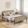 VOPEAK Rattan Bed Frame Queen Size with Headboard, Boho Bed