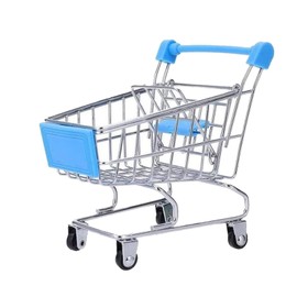 Mini Shopping Cart，Supermarket Handcart Mini Shopping Cart Mini Supermarket Storage Toy Decorative Ornaments for Storage Toys (Blue)
