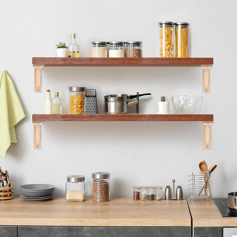 UTALIND 4 Pcs Rustic Shelf Brackets, 5.91" x 5.91" Solid