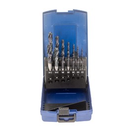 WSH-TOOLS TiAlN Machine Tap Set Blind Hole M3, M4, M5, M6, M8, M10, M12 HSSE-Co5 Plastic Box 14-Piece