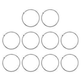 uxcell 10 Pack Metal Curtain 3 Inch Rings Snap Joint Circular with Eyelets Drape Ring Loops for Bathroom Curtain Rods, Silver Tone
