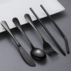 Portable Utensils Set with Case, 4pcs Stainless Steel Reusable Silverware