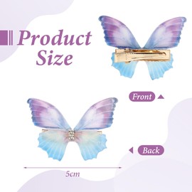 48Pcs Fairy Butterfly Hair Clips, Gradient Rhinestone Organza Butterfly Clips for Party Decor, Birthday Gift, Rave Festival Concert Hair Accessories for Women Girls (Colorful)