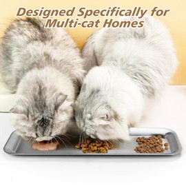 Cat Food Bowl,Extra Wide Stainless Steel Bowls for Multi-Cat Family and Flat Face Cats,Anti Whisker Fatigue Dishes Non Slip Shallow Kitten Plates for Food and Water(2 Pack)