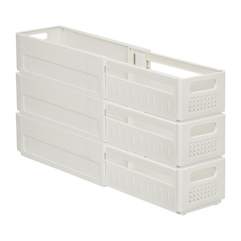 YTOPRO Expandable Storage Box,Plastic Storage Bins Adjustable from 28-48cm Stackable
