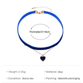 TseenYi Fashion Necklace Love Pendant Clavicle Chain Flannel Choker Jewellery for Women and Girls (Blue)