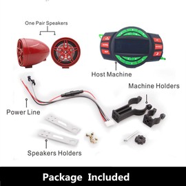 Beyondcity UTV ATV Bluetooth Amplifier Sound System Hand-Free Speakers FM USB Audio System Stereo 3 Inch Speakers 12V Motorcycle Waterproof Audio FM Radio Stereo Speaker (Red Star Speaker)