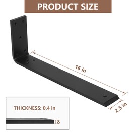 LCGP Countertop Support Brackets, 3-Pack 16" Solid Heavy Duty Steel Hidden L-Shaped Kitchen Island Countertop Brackets for Granite, Quartz, Marble,Concrete and Laminate Countertop DIY Projects