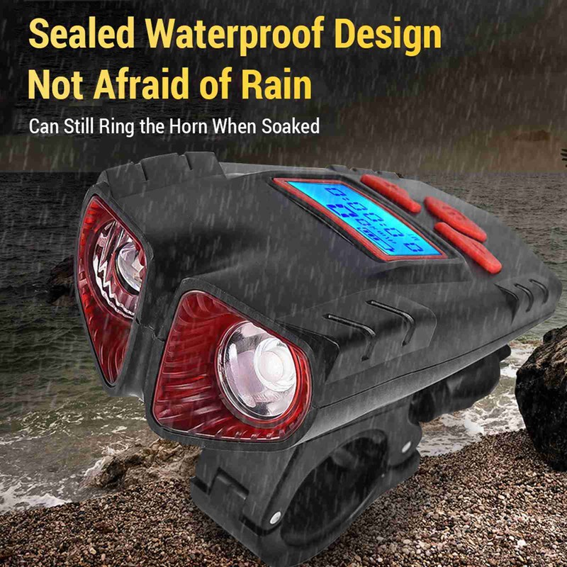 Bicycle Head Light Bike with Speedometer Wireless Horn 2000mAh Waterproof