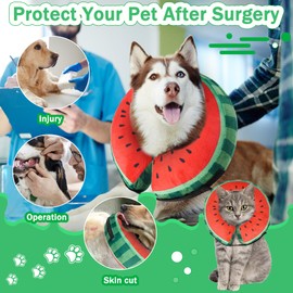 Recovery Donut Collar for Dogs & Cat,Inflatable Dog Collar Alternative After Surgery,Soft Cone for Large Medium Small Pet(Watermelon,X-Large)