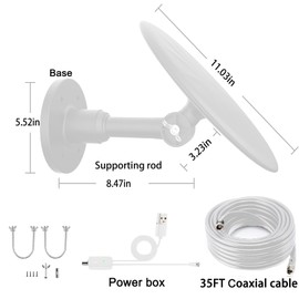 Outdoor TV Antenna for Digital TV, 720° Long Range Omni Directional Reception Digital HD Antenna Signal, with Super Signal Booster, 35ft HDTV Cable, for Attic/Camping/RV/Boat, 2026 Latest (WHITE03)