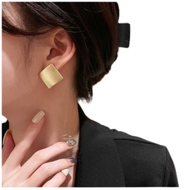 Yheakne Vintage Square Stud Earrings Square Shape Earrings Geometric Gold Earrings Minimalist Earrings Jewelry for Women and Girls