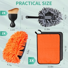 8 Pcs Car Washing Cleaning Kit, 2 Car Wash Mitt 3 Cars Cleaning Cloths 2 Interior Cleanings Extra Soft Dusting Brushes 1 Clean Brush, Household Detailing Brush Set for Clean Cars, Drying, Detailing