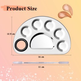 Witbicg Makeup Spatula Palette Stainless Steel Cosmetic Spatula for Nail Art, Eyeshadow, Eyelashes, Make-Up, Professional Pigment Mix, Lightweight, Easy to Clean (16 x 12.5 cm)