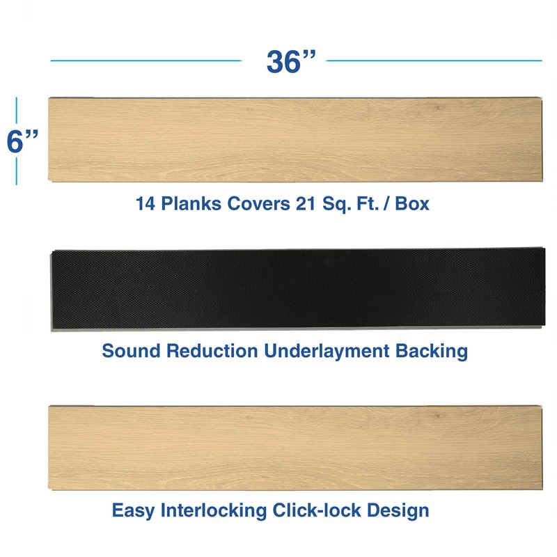 Interlocking Vinyl Flooring Planks 36" X 6", 14 Planks Covers