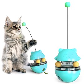 YOUNEEDFUL 2O25 Cat Toy Funny Tumbler Interactive Ball，Treat Dispenser Automatic No-Electronic Move，Kitten Enrichment Toys for Mental Stimulation & Slower Eating (Blue)