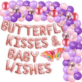 Butterfly Baby Shower Decorations Butterfly Kisses & Baby Wishes Balloons Banner Butterfly Decorations For Baby Shower Girl Butterfly Theme Baby Shower Decor Butterflies Baby Shower Decorations