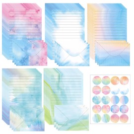 Watercolor Design for Letter Writing Set 30 Sheets Letter Paper and 15 Envelopes with 1 Sheet of Stickers, Perfect for Thanksgiving, Mother’s Day, Father’s Day, Christmas, and Valentine’s Day