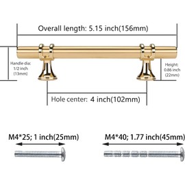 Rergy 10 Pack Brushed Brass Cabinet Pulls Gold Cabinet Handles 4in(102mm) Kitchen Cabinet Handles Gold Drawer Pulls Dresser Drawer Handles for Cabinets Zinc Alloy