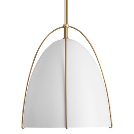 FookChak 10in Dome Pendant Light White Kitchen Island Pendant Lighting Modern White & Gold Pendant Lights Fixture for Dining Room Kitchen Sink, E26