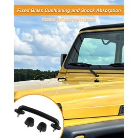 Front Windshield Hold Down Bracket, Rubber Bumper Cushion Fit for Jeep Wrangler 1987-2018, Hood Bumper Replace KJ71051BK 55176422