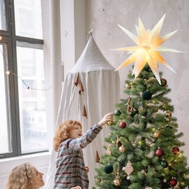 OOLALOO USB Moravian Star Light LED Christmas Tree Topper Waterproof Star Pendant Light for Window Patio Porch Indoor Outdoor Decoration (Diameter 11.8 in)
