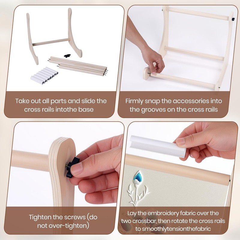 Exsulity Adjustable Embroidery Table Stand, Wood Embroidery Hoop Holder