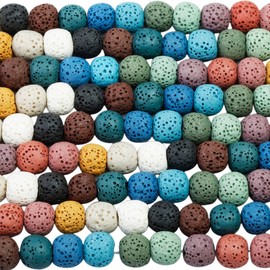 SUNYIK Colorful Lava Rock Essential Oil Diffuser Stone Loose Bead for Jewelry Making 8mm Round 14"