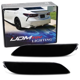 iJDMTOY Smoked Black-Out Rear Bumper Reflector Lens Replacement Compatible With Toyota 2018-up Camry Gen8 Gen9, Compatible with Lexus 2023-up Gen5 RX350 RX350h RX450h excluding F-Sport