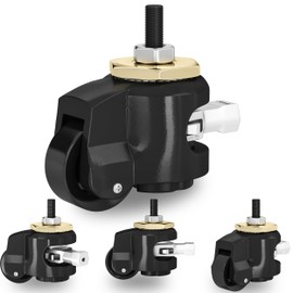 Heavy Duty Leveling Stem Casters - Workbench Retractable Caster with Upgraded Ratchet Arm for Equipment, M12 Thread Stem Casters 2200 LBS, Adjustable Wheels for Furniture, Workbench & Machine