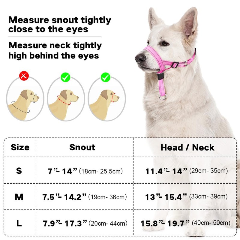 DOMIGLOW No-Pull Dog Headcollar - Reflective Halter Collar for Dogs,