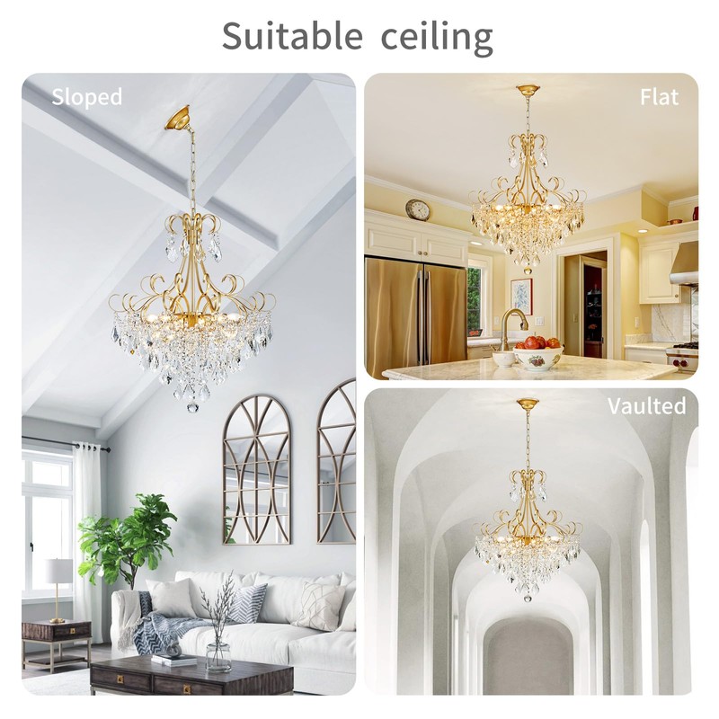 WUZUPS Crystal Chandelier 10-Light Pendant Ceiling Light Modern Lighting Fixture