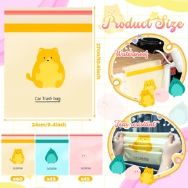 Marspark 150 Pcs Disposable Car Trash Bags Easy Stick-on Car Garbage Bags Waterproof Leak Proof Barf Vomit Pouch Self Adhesive Cleaning Pouch for Cars, Bedrooms, Bathrooms, Offices, Kitchens