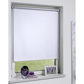 DecoProfi Thermal Blackout Blind with Clamp Support / Klemmfix, Without Drilling, White, Silver Plated, Different Widths