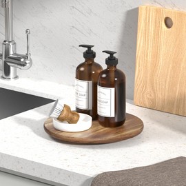 Greatseas Lazy Susan Turntable for Cabinet, Acacia Wood Lazy Susan Organizer for Table Top, Kitchen Countertop Organizer for Condiment, Bathroom Counter Organizer Tray Decor, Small Sink Tray, 10 Inch