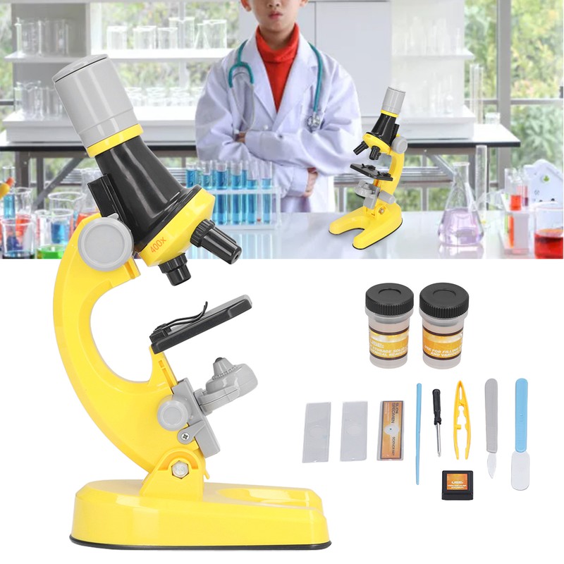 Kids Microscope Kit LED 1200X Microscope with Specimen Slides Science