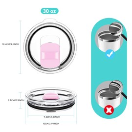 30 oz Tumbler Lid, Replacement Lids Compatible for YETI 30/32 oz Tumbler, 14 oz Mug and 35 oz Straw Mug, Travel Spill Proof Cup Lids Covers with Magnetic Slider Switch, BPA Free