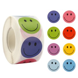 Smiley Face Stickers, 500 PCS Happy Face Stickers, 1 Inch Multicolor Happy Faces Decal Sticker for Kids, Self-Adhesive Incentive Reward Behavior Chart Sticker for Students Teachers Classroom Supplies