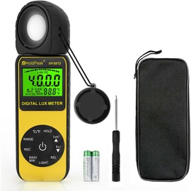 HoldPeak Light Meter, Digital Lux Meter with 0.1-400,000 Measurement Range and 270º Rotatable Detector, Illuminance Meter Temp Luxmeter for Grow Plants Photography 881D…