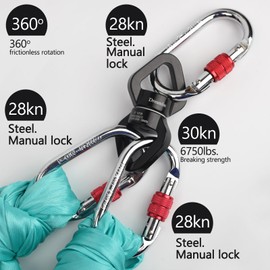 Aerial Silks Hardware Kit 30 KN Swing Swivel Aerial Yoga Hammock Rigging Aluminum Swivel Aerial Hoop Lyra Rotational Device Hanging Accessory (Black Set 2)