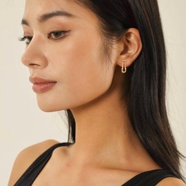 HESSAWELL Gold Safety Pin Earrings for Women Small Paper Clip Stud Earrings Trendy Earrings for Women Statement Jewelry