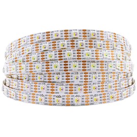 SLL HUT WS2815 RGBW 6000K Individually Addressable LED Strip 12V 60W, 16.4Ft/5M 300LEDs 300Pixels Programmable LED Lights Redundant Signals (RGB+6000K IP20, White PCB 16.4Ft 300LEDs)