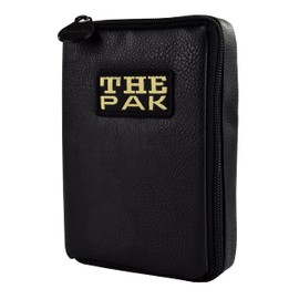 Karella The PAK Original Dart Case, Black, Leather, Space for 3 Dart Sets, Handy and Spacious, Perfect Protection, Dart Case, Bag for Darts