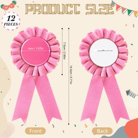 12 Pieces Blank Award Ribbon Prize 1st Place Rosette Medal Winner Victory Recognition Participation Ribbon for Competition Sport Event School Contest(Pink)