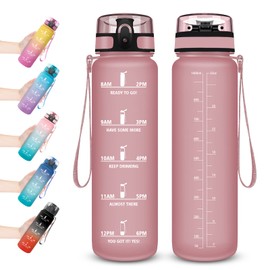 Trinkflasche 1L, Tritan Trinkflasche Sport BPA Frei, Wasserflasche 1L Zeitmarkierung und Filter, Sport Trinkflasche Kohlensäure Geeignet, trinkflasche für kinder, Sport, Fahrrad, Camping, Outdoor