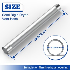 Wintcomfort 4inch Semi Rigid Dryer Vent Hose, Flexible Aluminum Duct, 3 Feet Length For Tight Space Dryer Hose, Semi-Rigid Dryer Vent Duct with 2 Clamps & Aluminum Foil Tape